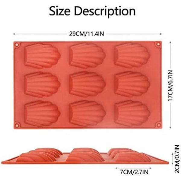 2024 Ny 3-pack Silikon Madeleineformar 9 Hål Kanelkakaform Hög Temperaturbeständighet Kaka Gelé Puddi