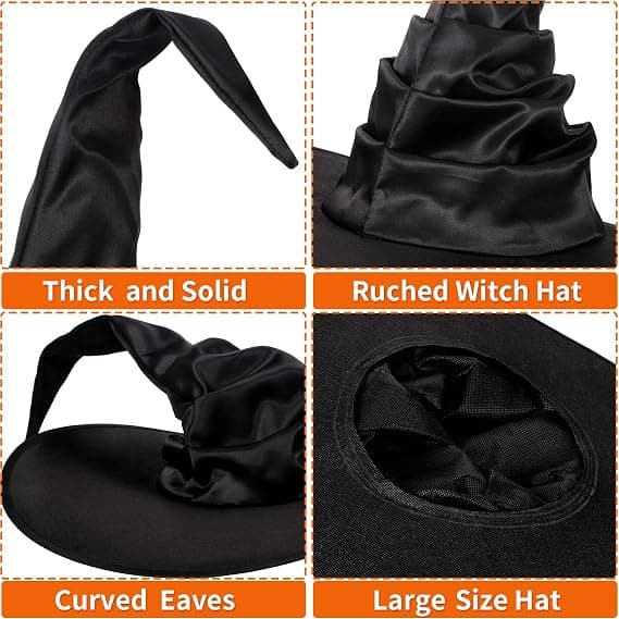 Halloween Witch Hat Black Large Ruffled Witch Hat Halloween Party
