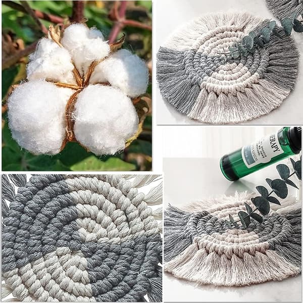 Flätad bomullsunderlägg, bohemisk underlägg, macrame underlägg set, bohemisk chic deco