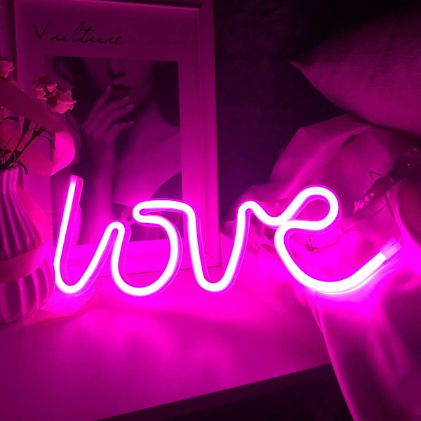 Kärlek Neon Skyltar Ljus LED Kärlek Konst Sovsal Hem Skylt Väggdekor Bordsdekor för Alla Hjärtans Dag Present