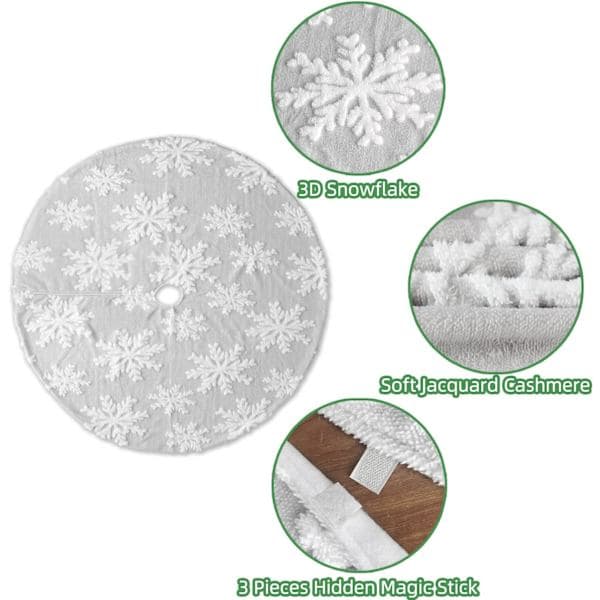 36-tums jacquard kashmir snöflinga julgransmatta