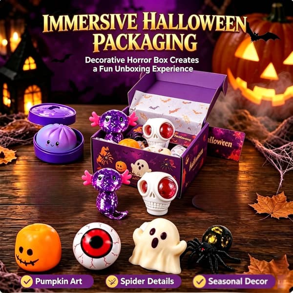 2026 Halloween Dumpling Klemmeleker, 8 Overraskelses Dumpling Klemmeleker, Stresslindrende Sensoriske Håndleker, Perfekt for Halloween Julekalendere