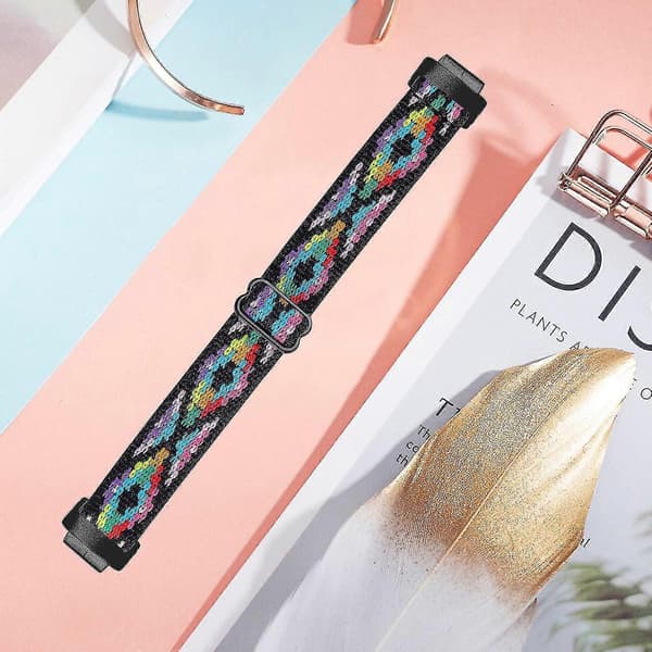 DB Armband för Fitbit Inspire 3 Nylon Elastisk Flätad Solo Loop Sportklockarmband med Svart Kontakt - 4# 14