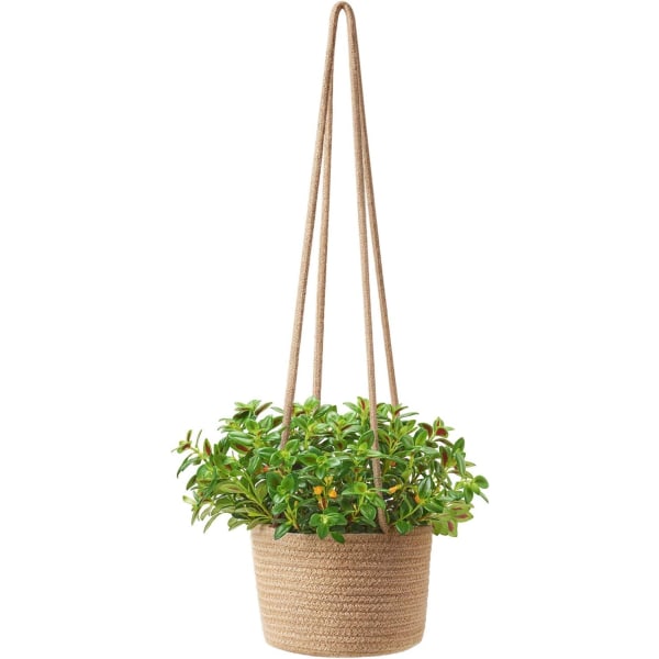 Jute Rep Hängande Planter Vävd Växtkorg Inomhus Upp Till 7\" Kruka Makramé Växthängare
