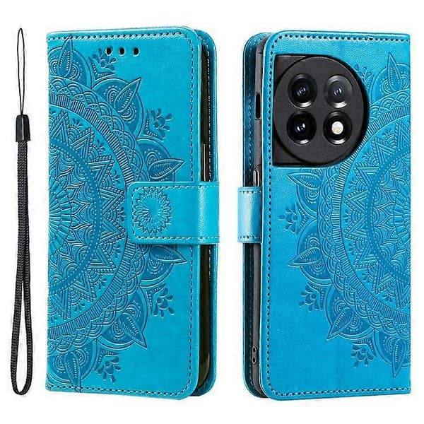 Stativfodral för OnePlus 13R 5G med Totem-tryck PU Läder Plånboksfodral Blue