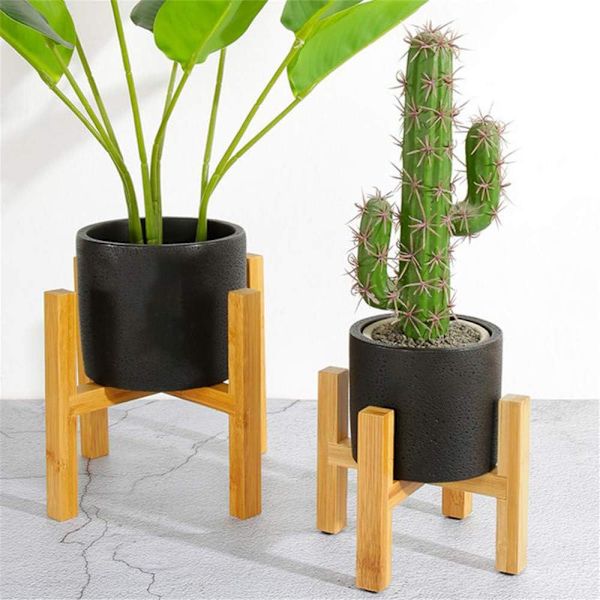 Naturlig bambu blomkruka stativ, djärva ben, lämplig för trädgård, vardagsrum, hall, arbetsrum, sovrum,