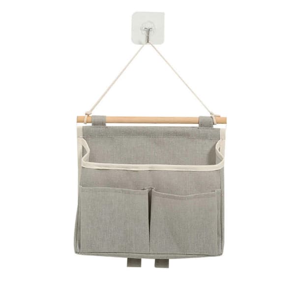 Wall-mounted storage bag, multi-functional storage shelves for bedroom wall, hanging storage organizer Gray