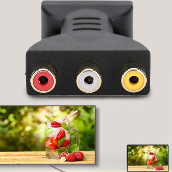 HDMI til 3RCA-adapter, hvit rød gul adapter HDMI til AV-videokabel, rød hvit lydkonverterer bærbar gul