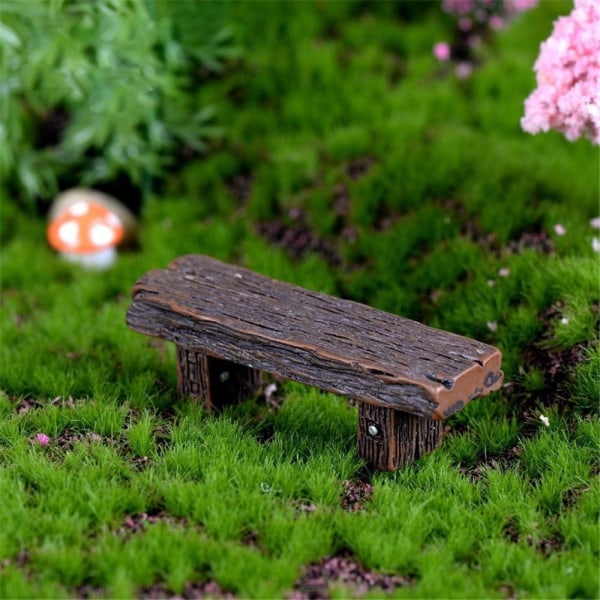 3 st miniatyrprydnader av träbänkar för fe-trädgård, landskap, bonsaidesign, dockhus
