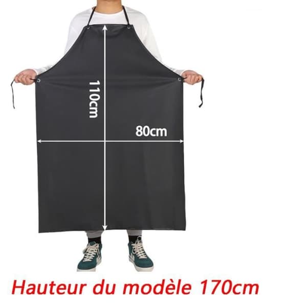 Forklæder, sæt med 2, tykke PVC-køkkenforklæder, vandtætte og olieafvisende (sort rød) - Unisex