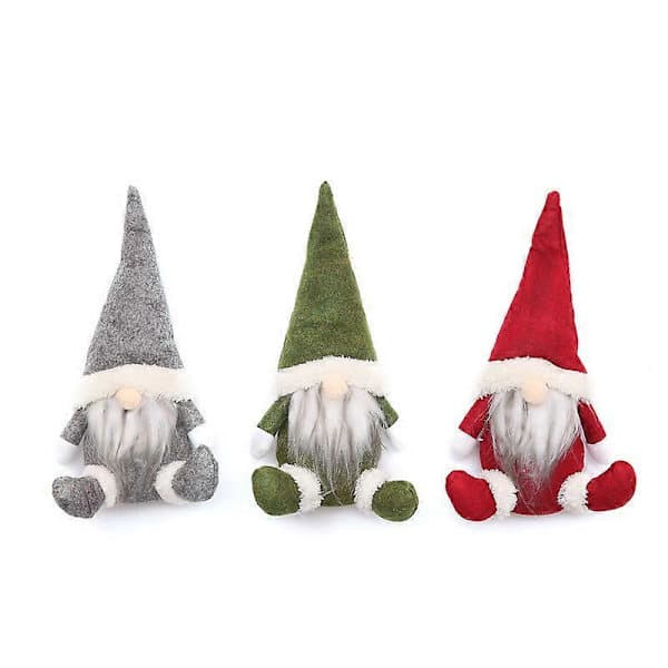 3-delars juldekorationsset, tomte ansiktslös docka, skyltfönster julmaterial [D]