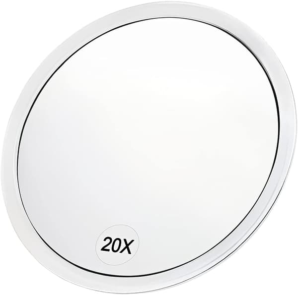 20X Magnifying Mirror with Suction Cups (16.2 cm Round) - Perfect