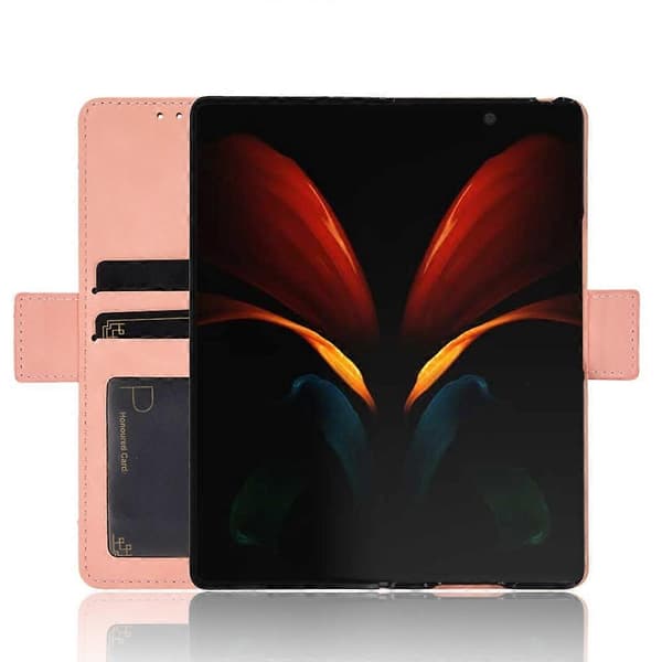 Flerfacksfutteral i skinn for Samsung Galaxy Z Fold2 5G, lommebokstativ, beskyttende deksel, telefonfutteral Flerfarget