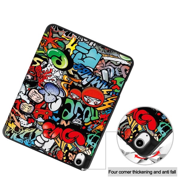 Til iPad Air 13 (2024) Slim fit tri-fold deksel Pennfack - Graffiti multifärg multicolor