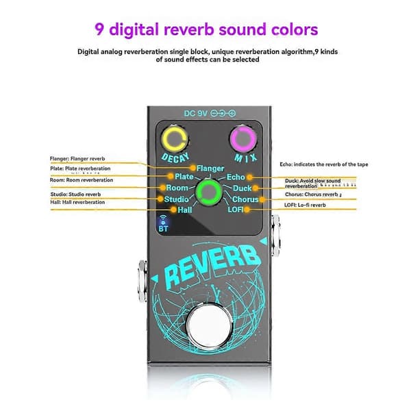 Guitar Digital Reverb Effector Reverb Effect Pedal Unit Built-in 9Digital Reverb Based True Bypass_Special Gift