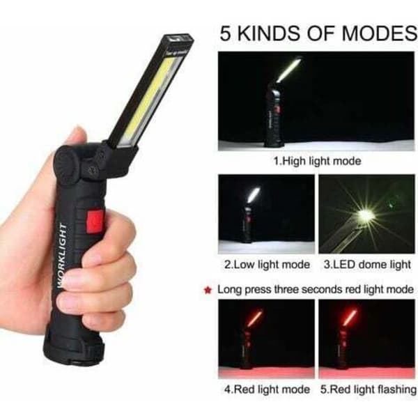 x Rechargeable LED Cob Work Light, Workshop Lamp, Flashlight, with Magnetic Base, Inspection Lamp for Hiking, Camping