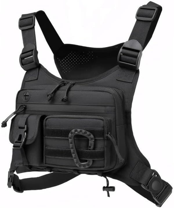 Nylon Chest Bag with Quick Release Buckle and Multiple Pockets, Adjustable, Practical Vest, Suitable for Outdoor Activities, Hiking, Cycling