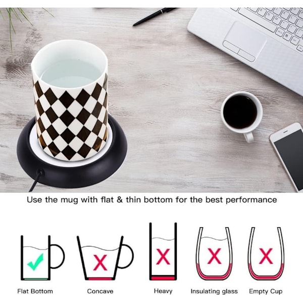 Koppvärmare Värme Dryck Muggmatta Hemma Kontor Skrivbord Uppvärmd Kaffe Te Mugg Pad(Svart)