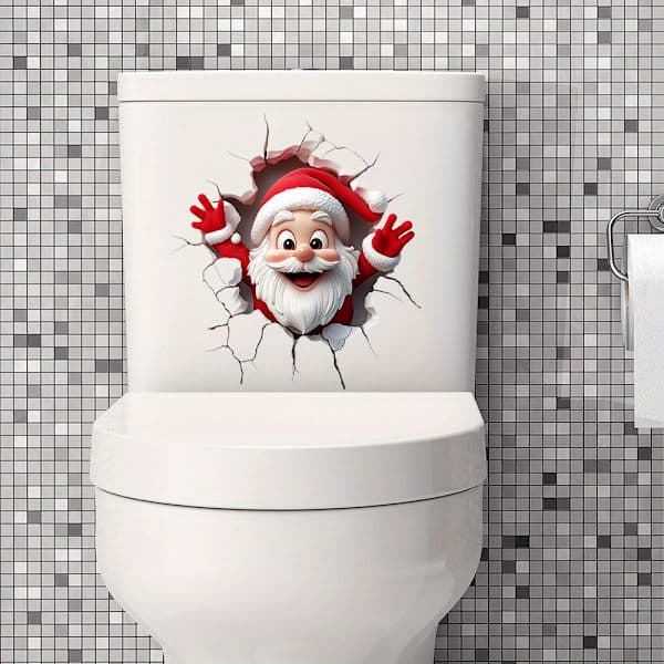 Jultomte väggdekor, 3D-effekt av att bryta igenom väggen, 29