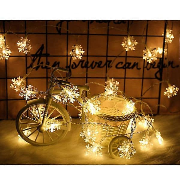 Jul snöflingor ljusslinga, 3 meter lång, 40 LED-lampor