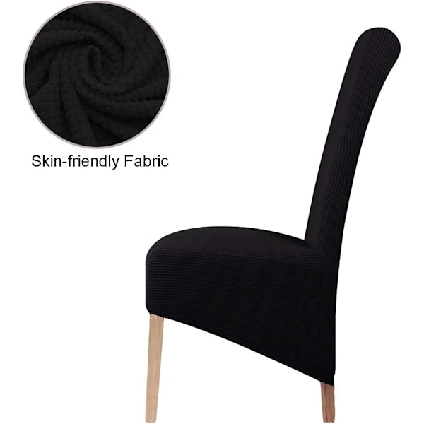 Stort stretch Jacquard matstolsöverdrag (svart, 2 stycken)