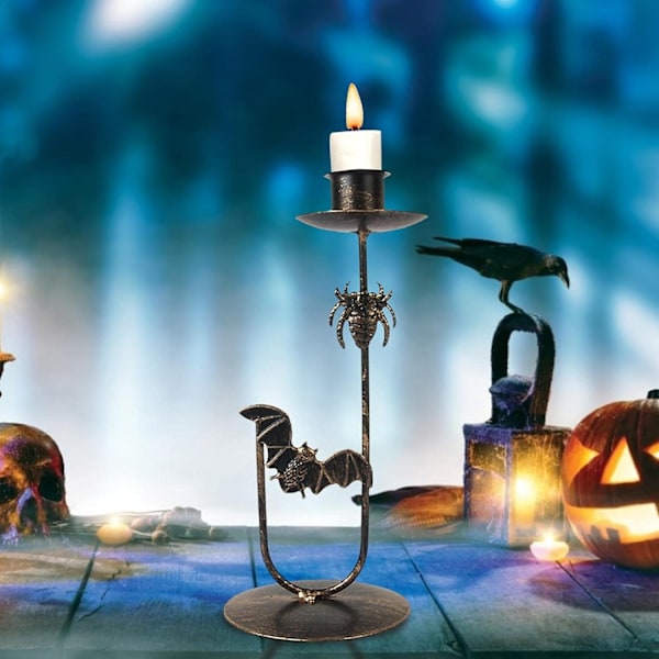 Retro Svarta Järnljusstakar, Metallkandelaber Innovativ Halloween Ljusstake för Ljus