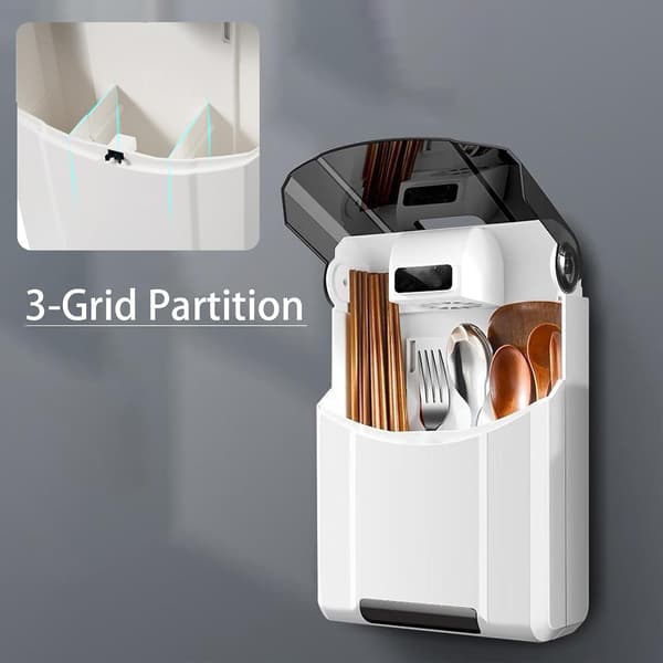 Chopstick Cage, Wall-Mounted Plastic Chopstick Cage, Multi-functional Large Capacity, Punch-Free for Home