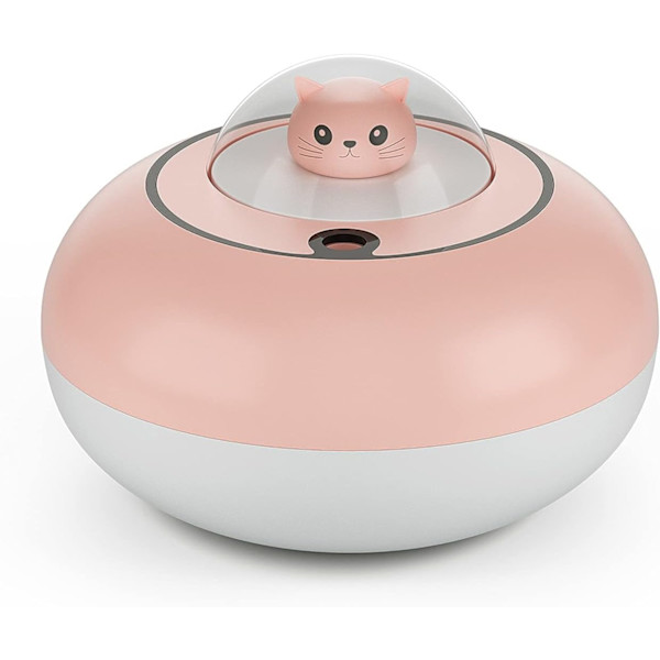 Söta luftfuktare för hemsovrum, 300 ml miniluftfuktare med 7-färgad LED-lampa, automatisk avstängning