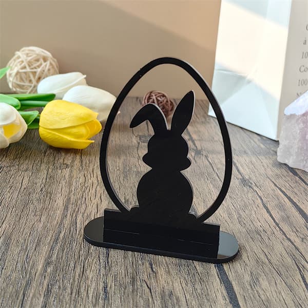 2D Flat, Hare Høyglans Polymer 3D Uthult Borddekorasjon | Vårfest DIY Håndverkspynt med Blomster 3