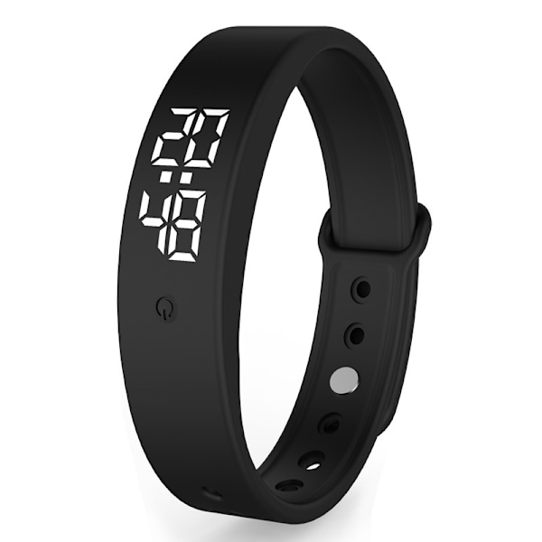 Multifunktionell smart klocka i silikon, automatisk temperaturmätning alarmklocka påminnelse hög temperatur varning kronograf stoppur vibration Svart