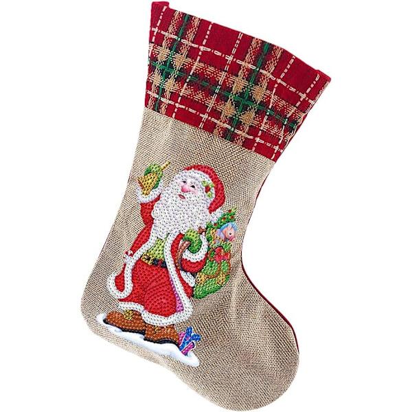 DIY diamantmålning julstrumpor, tomte, snögubbe, julklappar, godispåsar