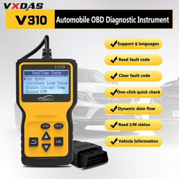 OBD2 Scanner, Universal Engine Fault Code Reader, CAN Diagnostic Tool for All Cars with OBD-II Protocol