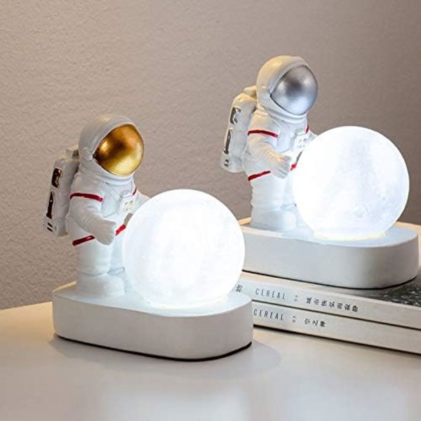 Astronaut Rymdman Måne Nattljus Sovrum Sängbord Kreativ Dekorativ Skrivbordslampa Barn Baby Ch