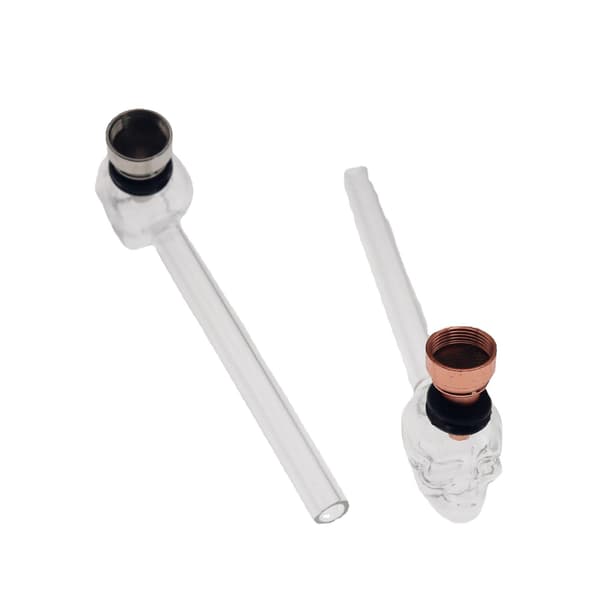 2-pack glasrökrör med metallhuvud, 12,5 mm Pyrex, elegant design
