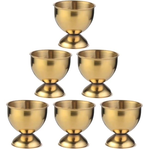 6 st äggställ i rostfritt stål, äggkopp i guld, äggbricka, äggbricka för barn, påskägg
