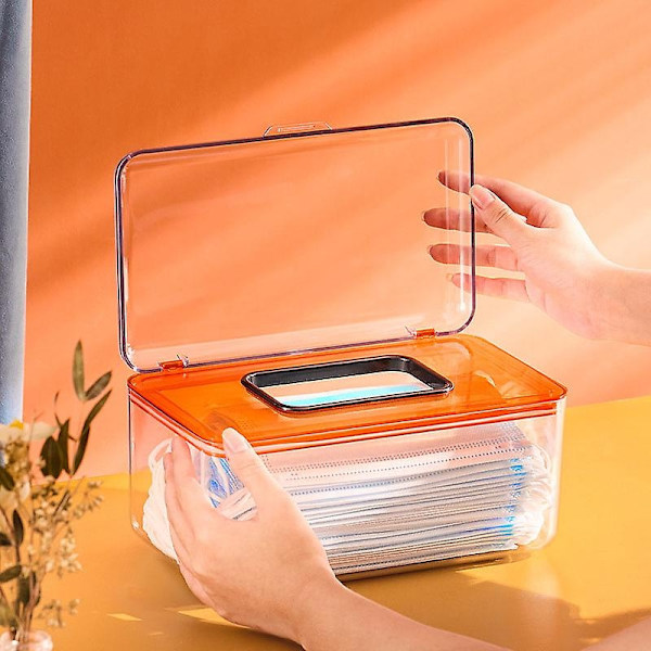 Skrivbords pappershanddukshållare dammtät lättanvänd servettmask dispenserhållare transparent