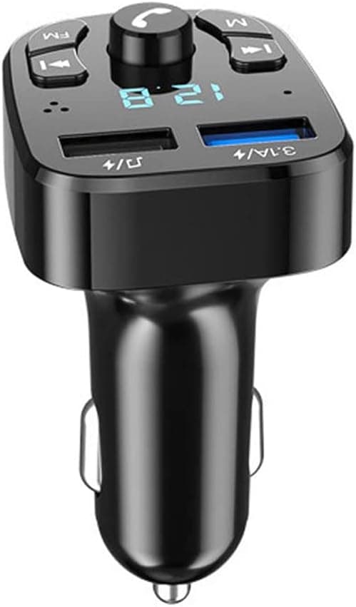 Bluetooth trådløs FM-sender, Bluetooth bil MP3-afspiller, oplader, 2 USB-porte, USB-hukommelsesspændingsdisplay