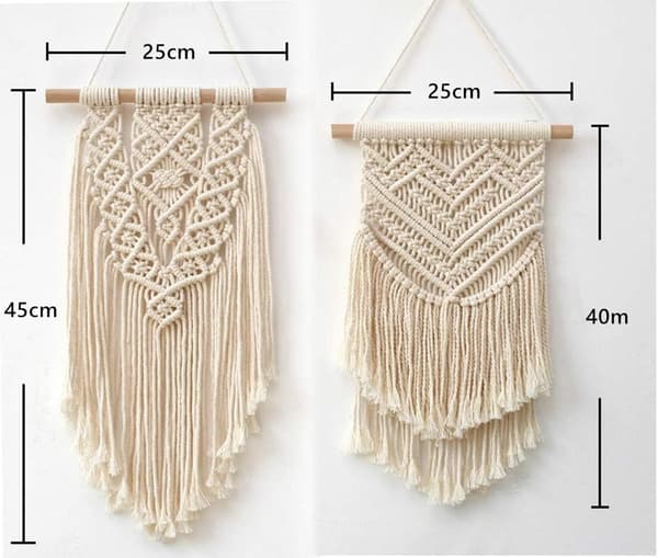 2-pack Macramé-väggbonader - Liten konst, vävd gobeläng, boho-konst, heminredning - Platt, sovsal