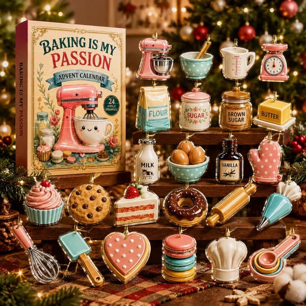 Baknings-adventskalender, 24 akrylberlocker för bakning, julklapp
