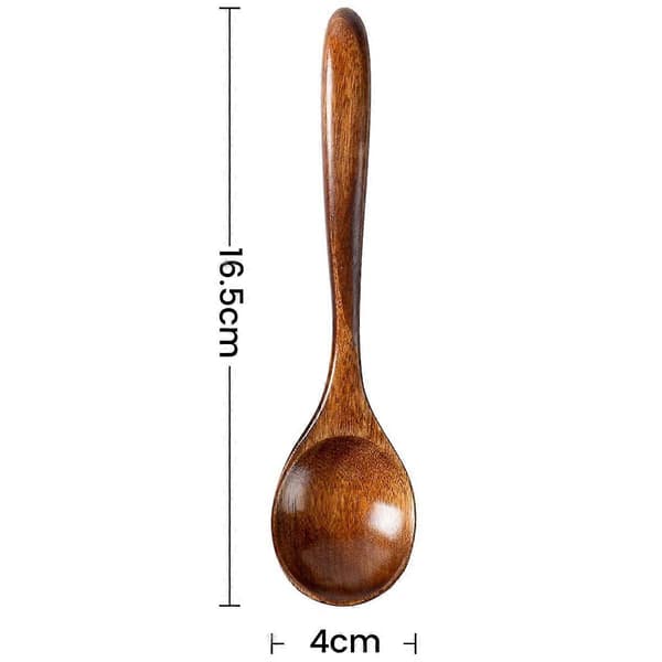 6 st Träskedar, 16,5 cm Små Träskedar - Perfekt för Soppa, Äta, Skopa Burkar & Behållare