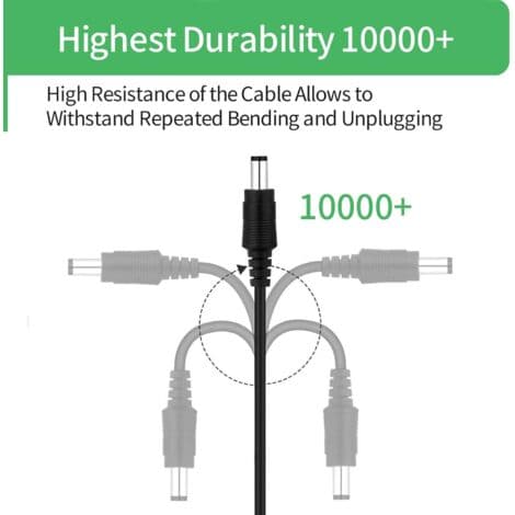 2-pakning 1 til 3-veis DC-strømsplitterkabel Pigtail for CCTV-kamera DVR NVR Stripelys DC 5,5 mm x 2,1 mm