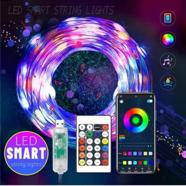 Julbelysning, 20 meter lång RGB - 500 LED-slingor