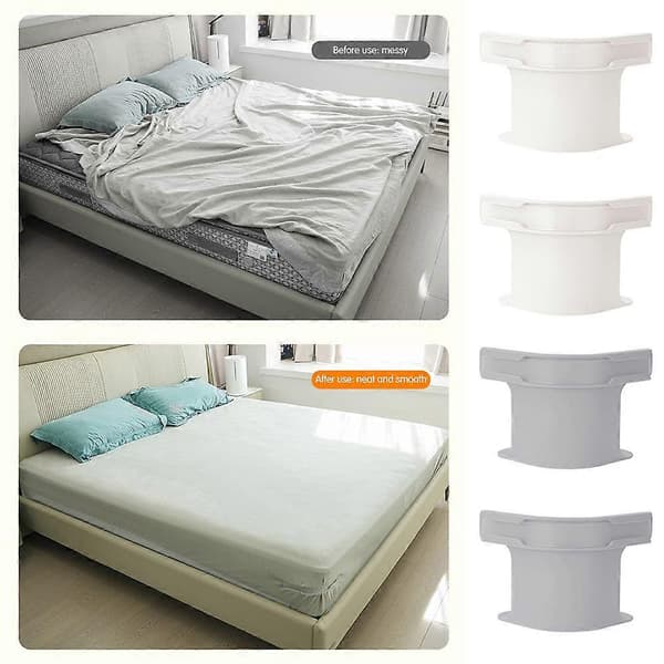4-pack Non-Slip Sheet Holders, Easy Sheet Clips - Sheet Corner Holders for Secure & Snug, Side Sleepers Grey