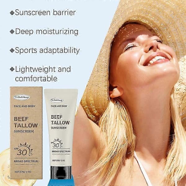 Naturlig Mineral Solkräm SPF30 Nötfett Solkräm Ansiktskräm Talg Solskyddskräm för Ansikte Kropp