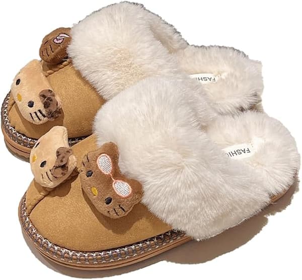 Fuzzy hjemmesko til kvinder og piger, søde fluffy hjemmesko varme julefødselsdagsgaver til datter, kone, kæreste, bedste veninde, 38-39