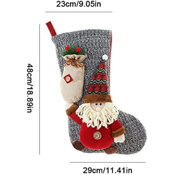 Julstrumpa, stor julstrumpa att hänga, design jultomte, ren och snögubbar