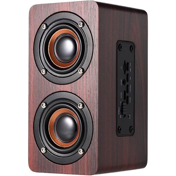 Trådlös Bluetooth-högtalare i trä, W5 röd träkorn Bluetooth-högtalare Bluetooth 4.2 10W dubbla högtalare