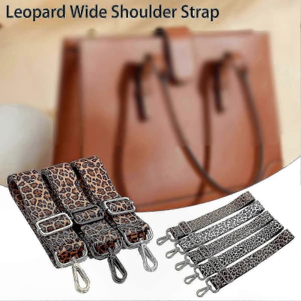 Bred justerbar axelrem med tryckknapp för damväskor och accessoarer, leopardmönstrad crossbody-handväskrem