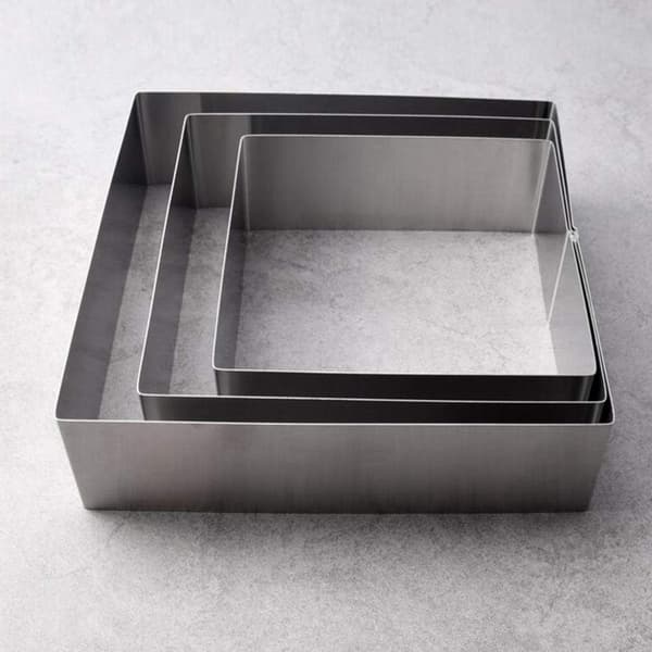 3 st rostfria mousseformar set fyrkantig mousse tårtform ringform