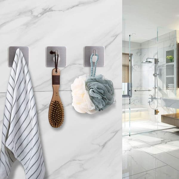 Self-adhesive hooks, stainless steel coat hooks, rust-proof waterproof self-adhesive hooks for kitchen, bathroom, office, toilet